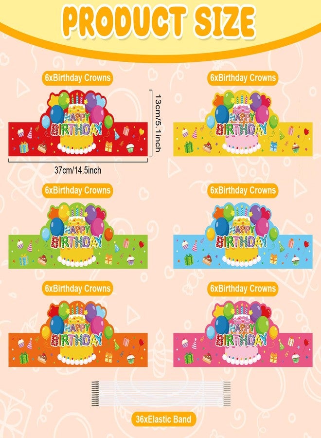 Sereliy 36 Pack Birthday Crowns for Kids Classroom Paper Adjustable Birthday Hat Crowns for School Party Supplies (Colorful 36) - Image 2