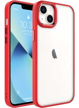 Dexmon Iphone 14 Plus Case Metal Button and Camera Framed Edges Silicone Back Hard Titanium Case  - Image 1