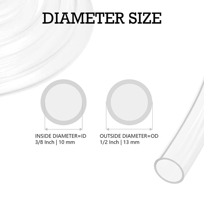 JoyTube أنبوب بلاستيكي من JoyTube بدرجة صناعية PVC، 1/2" ID × 5/8" OD أنبوب شفاف خالي من BPA، 10 قدم - Image 2