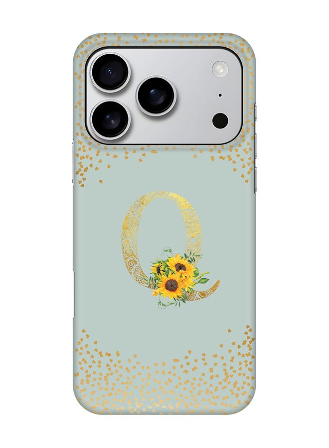 Stylizedd For iPhone 17 Pro,Case, [Compatible with MagSafe] Magnetic cover Slim fit Protection Matte, - Custom Floral Monogram - Q  (Light Grey )
