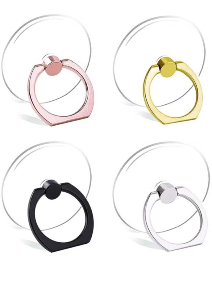 OMEVE 4 Pcs Cell Phone Ring Holder Stand Transparent Finger Grip Loop 360 Degree Rotation Finger Ring Stand (Black Sliver Gold Rose Gold )  - Image 1