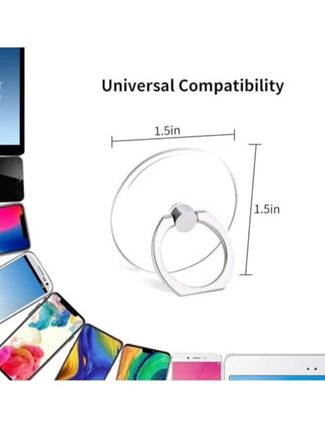 OMEVE 4 Pcs Cell Phone Ring Holder Stand Transparent Finger Grip Loop 360 Degree Rotation Finger Ring Stand (Black Sliver Gold Rose Gold )  - Image 4