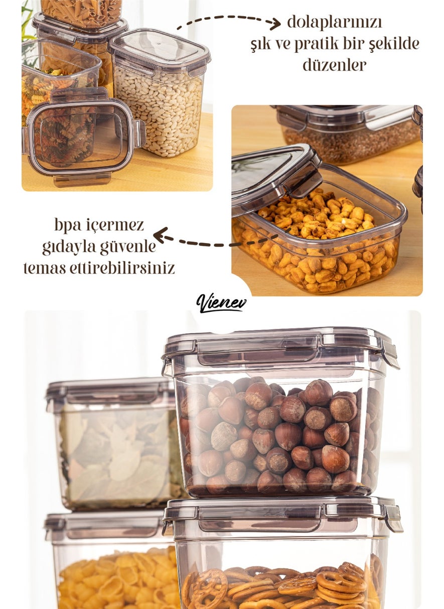 Vienev - Set of 9 3.2 lt Gasketed Rectangular Storage Containers with Screen Printing Label - Image 1