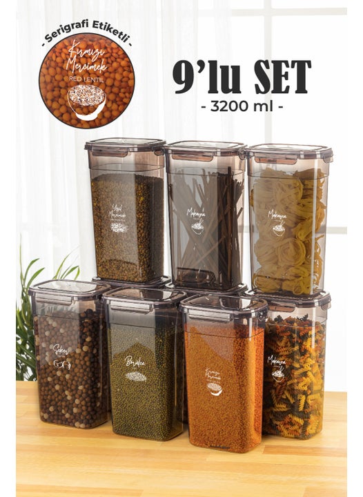 Set of 9 3.2 lt Gasketed Rectangular Storage Containers with Screen Printing Label