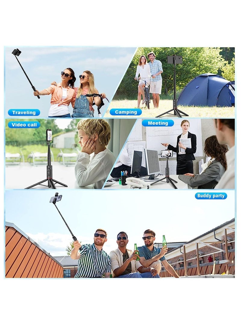 ELTRAZONE Selfie Stick Tripod With Fill Light，Extendable Bluetooth Selfie Stick With Wireless Remote,Compatible With Most Android & IPhone IOS Device (C) - Image 5