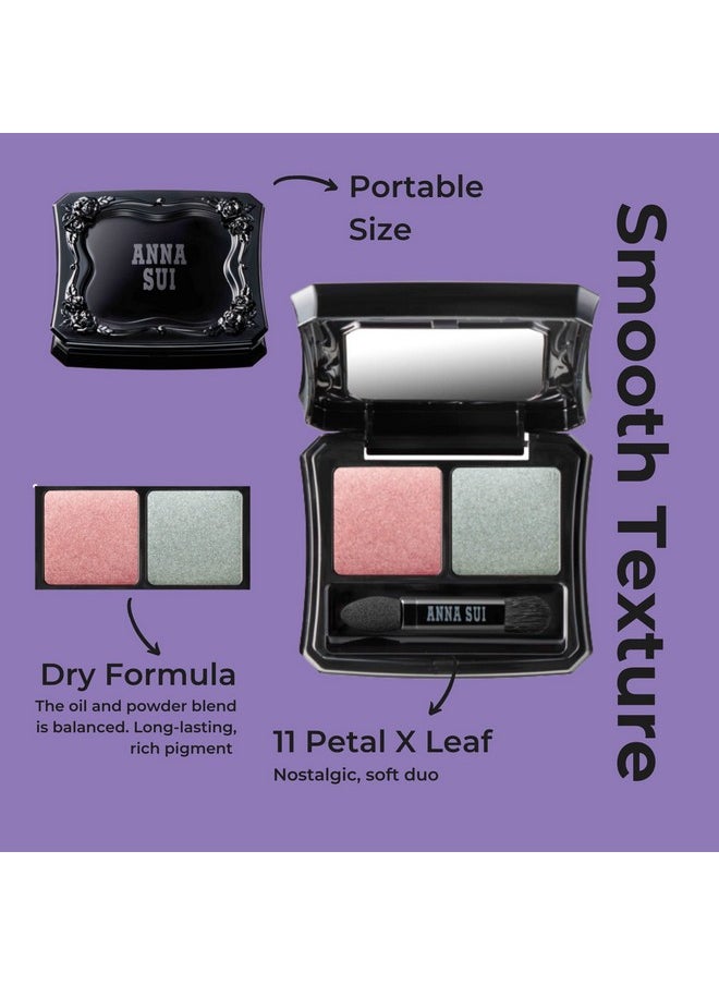 ANNA SUI - ANNA SUI - Eye Color Compact - Two-Tone Eye Shadow Fillers for Eyeshadow Palette - Pink and Green Long-Lasting Eye Makeup - 11 Petal x Leaf - 0.05 oz. - Image 1