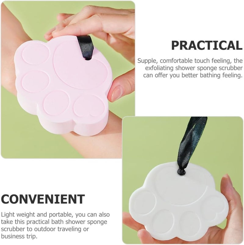 3pcs Cute Bath Sponge Scrubber Set, Body Wash Exfoliating Shower Sponges in Pink Blue White for Gentle Bathing - Image 4