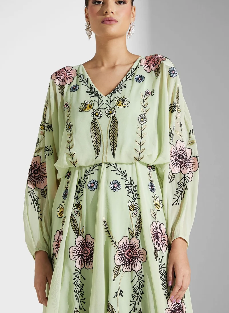 Frock and Frill Floral Chiffon Dress