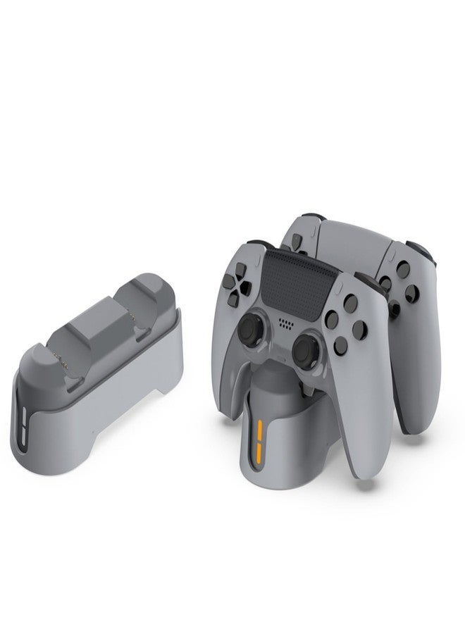 XBERSTAR PS5 Charging Station for PS5 /PS5 Edge Controller Charging Dock Stand PS5 Controller Fast Charging Station Accessories (Gray) - Image 2