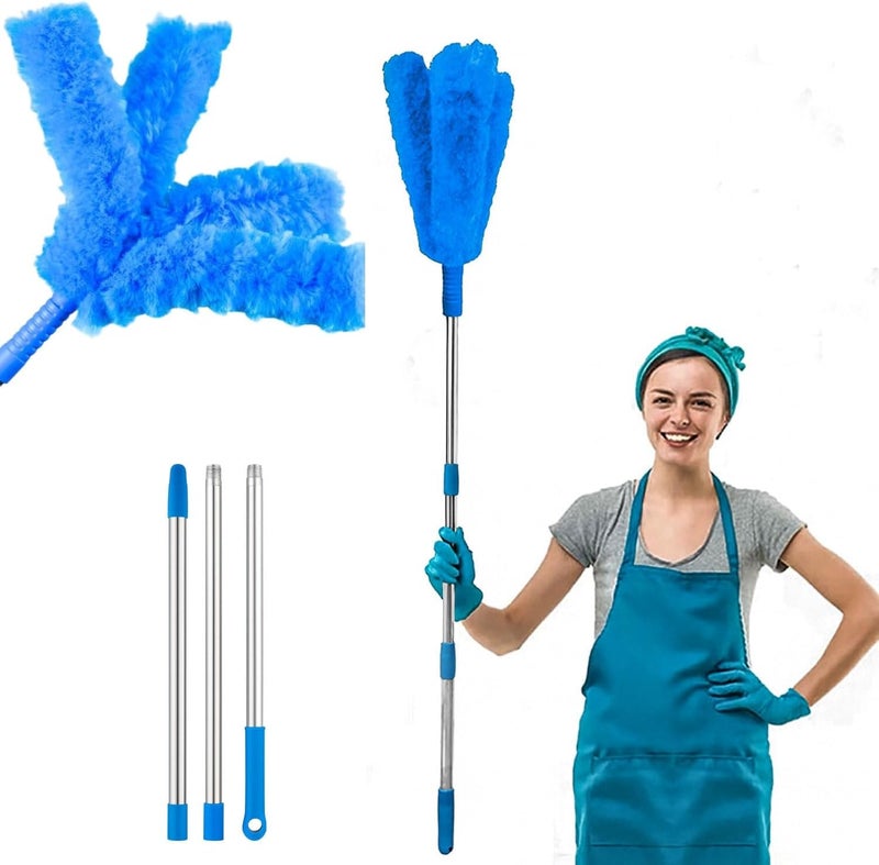 MAXOSHINE ممسحة تنظيف الجدران من الألياف الدقيقة ماكسوشاين بمقبض طويل | مكنسة غبار قابلة للطي والتمديد للمنزل، مروحة السقف، فتحات التكييف، الستائر، قضبان الستائر | عصا غبار ريشية للحواف والزوايا (مكنسة نينجا) - Image 1