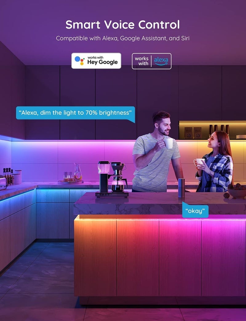 Govee 100ft RGBIC LED Strip Lights - Smart LED Lights with Alexa & Google Assistant, WiFi App Control, Color Changing & Music Sync - Image 4