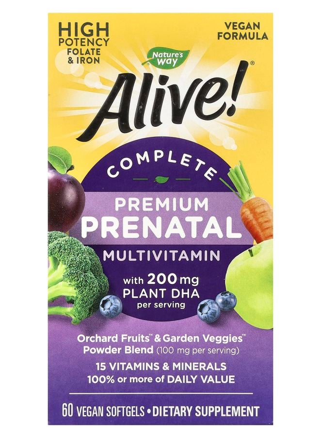 Alive! Complete Premium Prenatal Multivitamin 60 Vegetarian Softgels