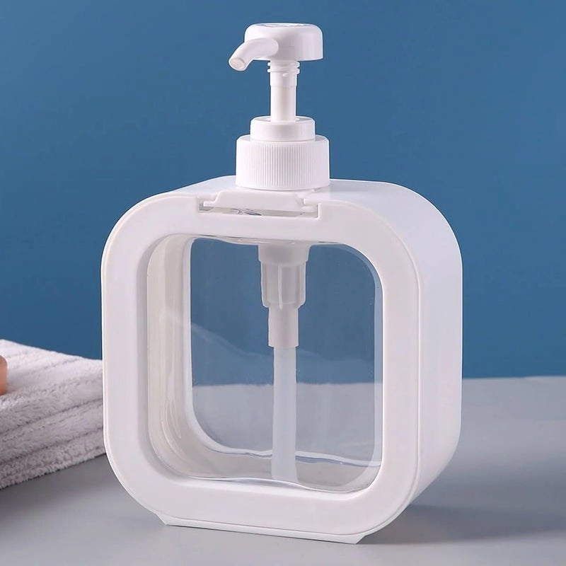 Shrux Clear Soap Dispensers Plastic Lotion Dispensing Bottle with Rotary Pressing Head Soap Pump for Bathroom Kitchen |500 ML Square Transparent Soap & Lotion Pump DispenserShampoo, Hand Soap - Image 1