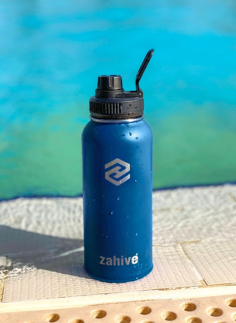 Zahive Insulated Stainless Steel Water Bottle 1000ml with Straw, 3 Lids & Bag - Double Wall Vacuum Thermos for Hot & Cold Drinks, Leak Proof, Wide Mouth, Black - Image 5
