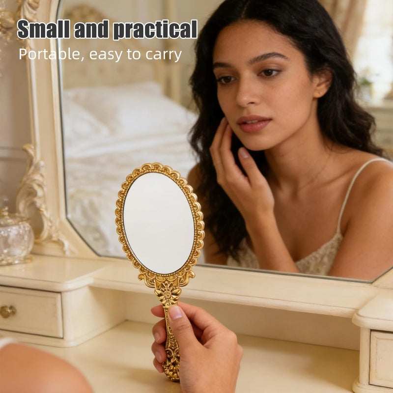10pcs Hand Mirrors with Handle: Retro Beauty Hand Mirror - Vintage Makeup Beauty Tool for Wedding Day and Everyday Care - Image 3