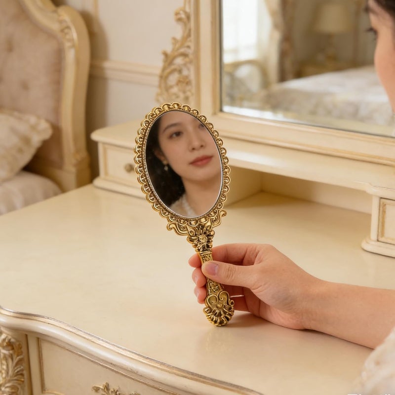 10pcs Hand Mirrors with Handle: Retro Beauty Hand Mirror - Vintage Makeup Beauty Tool for Wedding Day and Everyday Care - Image 2