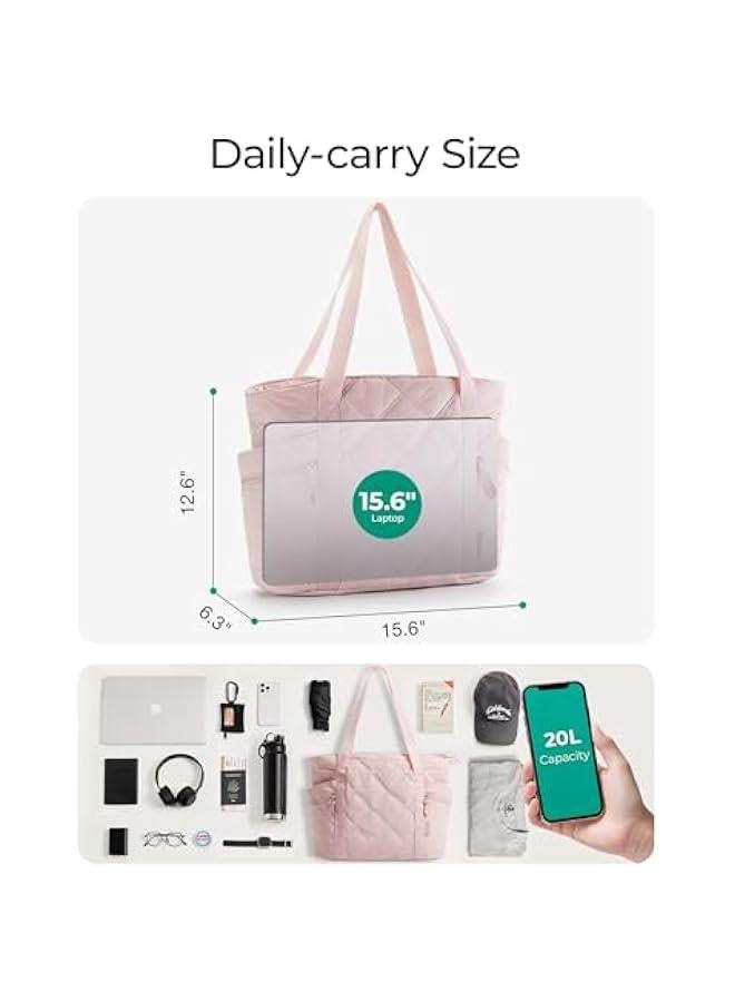 Arabest Tote Bag for Women, 20L Puffer Work Tote with Zipper, Travel Essentials Quilted Nurse Hospital Bag - Image 2