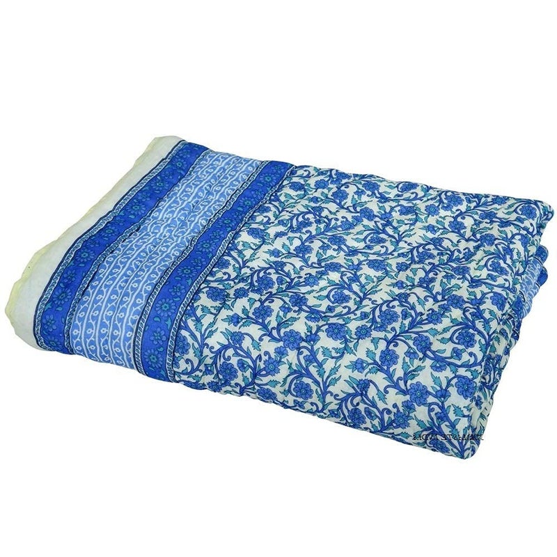 LOARSHY Pure Cotton Floral Voile Printed Quilt | Lightweight and Warm Jaipuri Rajasthani Single Bed Razai | Soft Razai for Winters | Beautiful Gift Item - Image 1