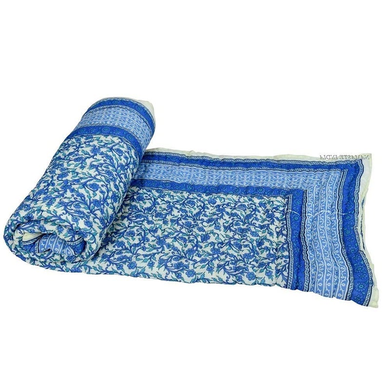 LOARSHY Pure Cotton Floral Voile Printed Quilt | Lightweight and Warm Jaipuri Rajasthani Single Bed Razai | Soft Razai for Winters | Beautiful Gift Item - Image 4
