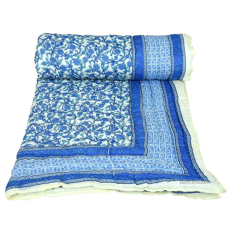 LOARSHY Pure Cotton Floral Voile Printed Quilt | Lightweight and Warm Jaipuri Rajasthani Single Bed Razai | Soft Razai for Winters | Beautiful Gift Item - Image 2