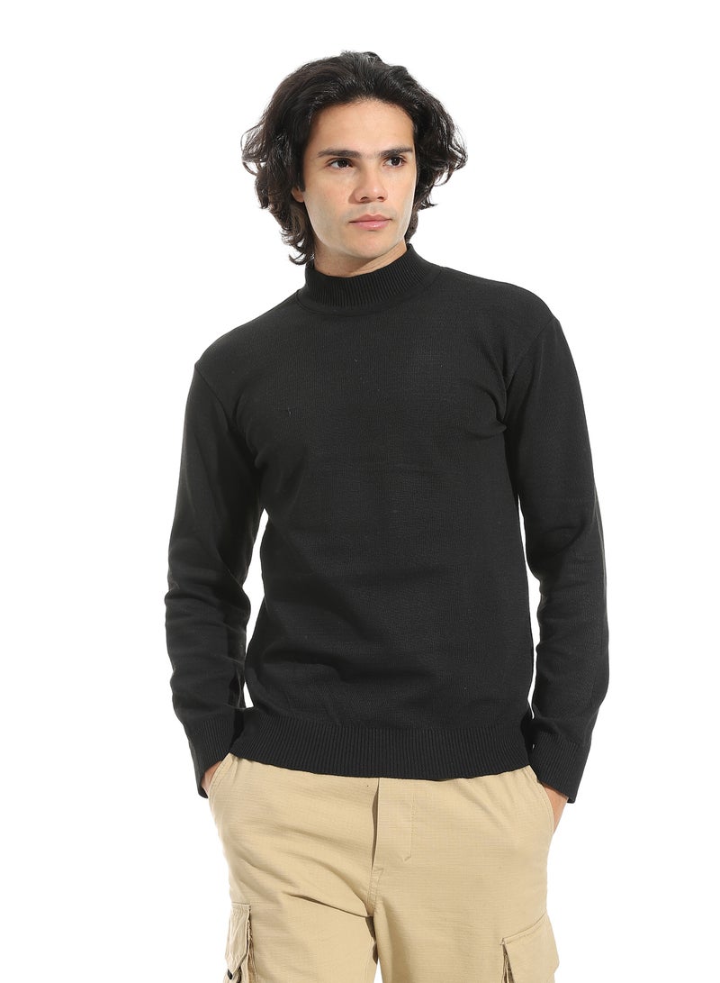 Andora Long Sleeves Half High Collar Pullover_Black - Image 1