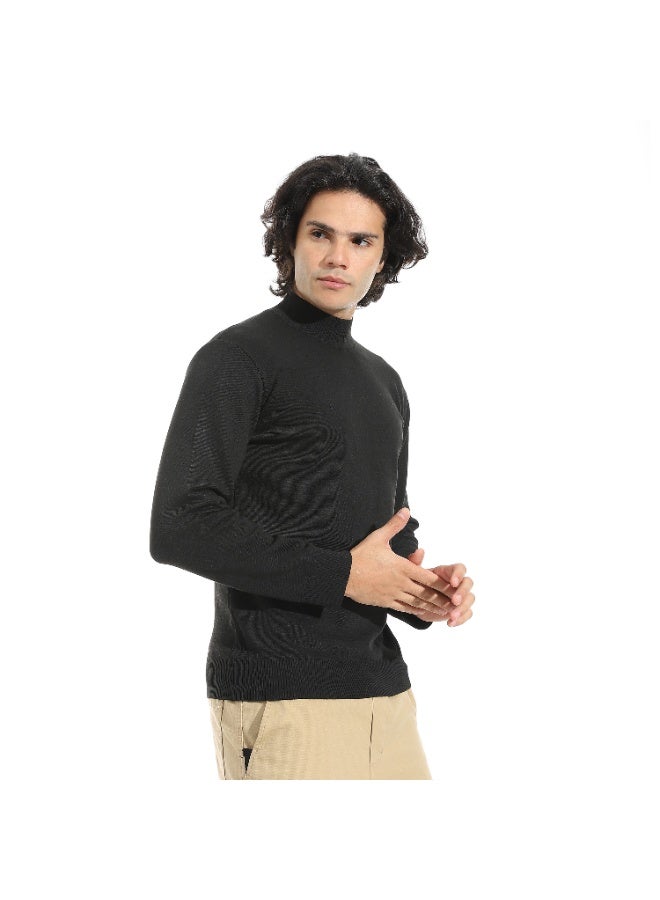 Andora Long Sleeves Half High Collar Pullover_Black - Image 4