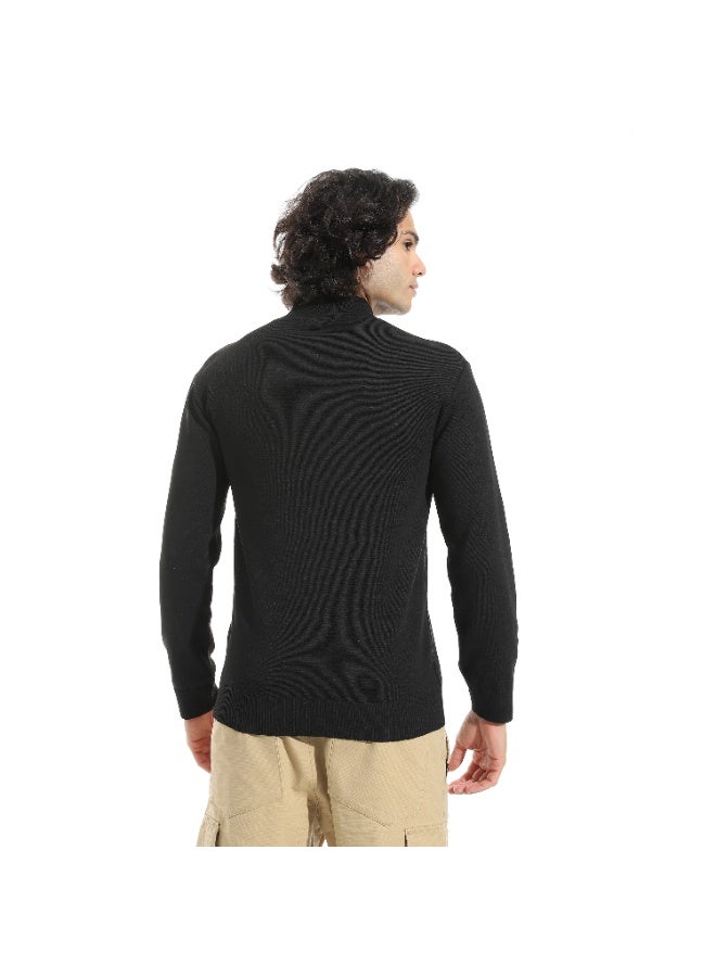 Andora Long Sleeves Half High Collar Pullover_Black - Image 2