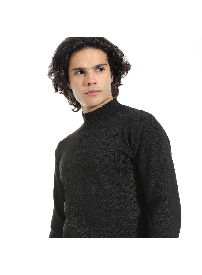 Andora Long Sleeves Half High Collar Pullover_Black - Image 3