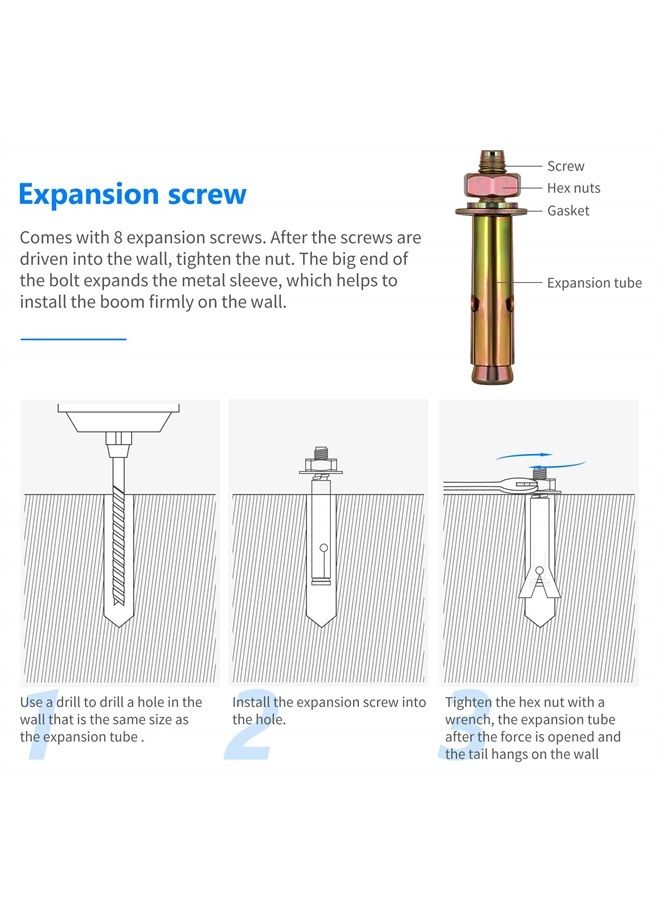 Neewer Wall Mounting Triangle Boom Arm for Ring Light, Monolight, Softbox, Reflector, Umbrella, and Photography Strobe Light, Support 180 Degree Rotation, Max Length 4.3 feet/130cm (Black) - Image 3