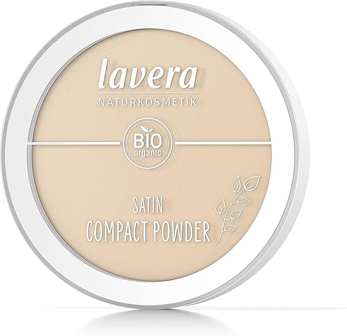 lavera بودرة لافيرا ساتين المضغوطة متوسطة 02 نود عضوية زيت اللوز العضوي مسحوق الأرز العضوي نباتية م matte طويلة الأمد ناعمة الملمس 1 × 95 جرام - Image 2