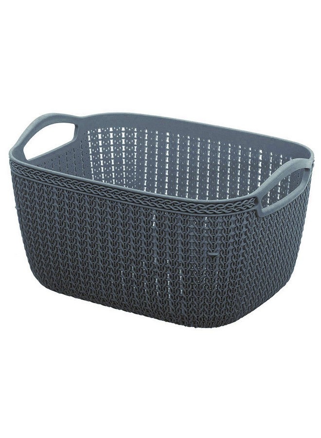 Kuber Industries Q-6 Unbreakable Plastic 2 Pieces Multipurpose Large Size Flexible Storage Baskets/Fruit Vegetable Bathroom Stationary Home Basket with Handles (Grey) - Image 4