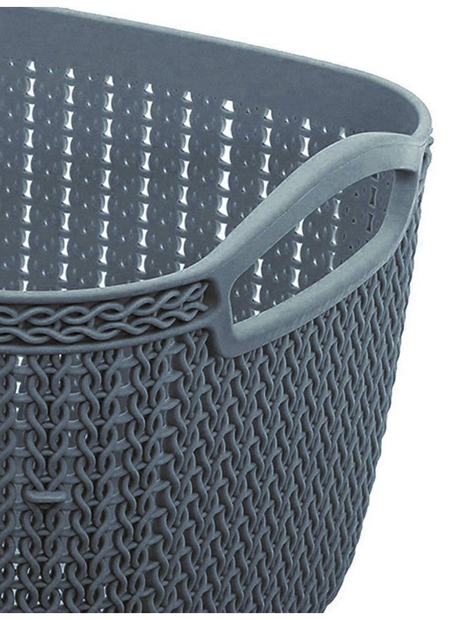 Kuber Industries Q-6 Unbreakable Plastic 2 Pieces Multipurpose Large Size Flexible Storage Baskets/Fruit Vegetable Bathroom Stationary Home Basket with Handles (Grey) - Image 2