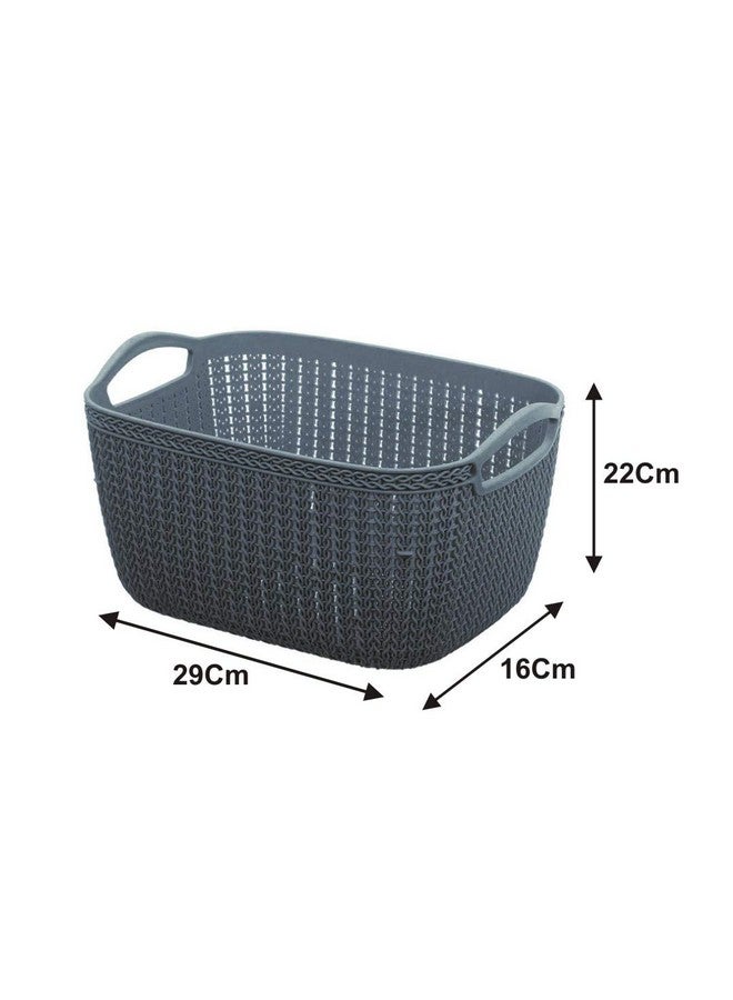 Kuber Industries Q-6 Unbreakable Plastic 2 Pieces Multipurpose Large Size Flexible Storage Baskets/Fruit Vegetable Bathroom Stationary Home Basket with Handles (Grey) - Image 5