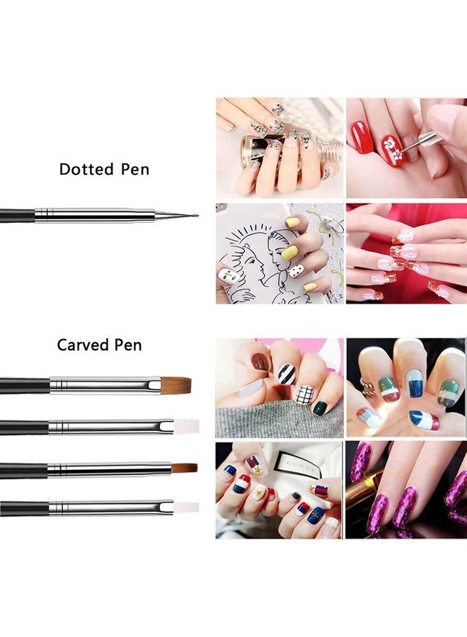 JOYJULY 20pcs Nail Art Design Tools, 15pcs Painting Brushes Set with 5pcs Dotting Pens, BLACK … - Image 2