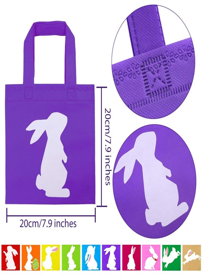 Elcoho 30 Pieces Easter Non-woven Bunny Bags with Handles 8×8 Inch Easter Treat Bag Bulk Goodie Gift Bags for Easter Party Favors - Image 2