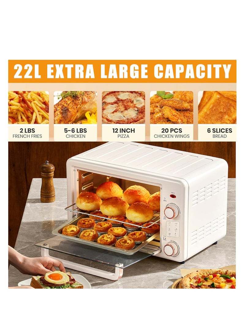 أرابايت فرن كهربائي، فرن كهربائي سعة 22 لترًا، 220 فولت، 1000 وات، مؤقت لمدة 30 دقيقة وإيقاف تشغيل تلقائي، عناصر تسخين، منظم حرارة، يتضمن وعاء دعم ورف (أبيض سعة 22 لترًا) - Image 2