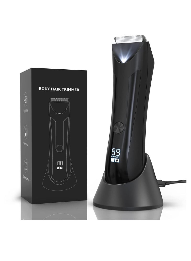 SYOSI Electric Groin Body Hair Trimmer - Ball Trimmer for Men USB Recharge Dock Cordless Use Fully Waterproof Replaceable Ceramic Blade Pubic Hair Trimmer Body Groomer Kit for Men - Image 1