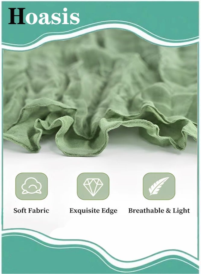 Hoasis 6-Piece Cloth Napkins,20 x 20 Inch Gauze Napkin Vintage Boho Cheesecloth Napkin Bulk For Party,Wedding,Reception,Bridal Shower Table Decorations,Green - Image 3