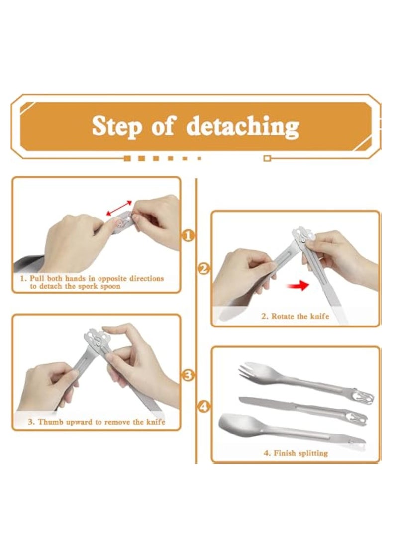 Zikra Portable Travel Silverware Set, 5-in-1 Camping Utensils, Detachable Cutlery, Stainless Steel Flatware Multitool Set, Tongs Fork Spoon Knife, Reusable Travel Cutlery Set for Backpacking Hiking Picnics - Image 5