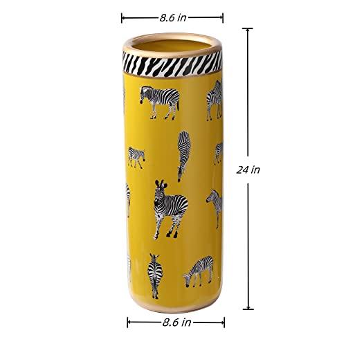 HOZUSO Umbrella Racks Porcelain Ceramic Umbrella Zebra Print Stand Umbrella Holder Modern Style Floor Vase for Storing Canes Walking Sticks for Entryway Indoor 24‘’High - Image 5