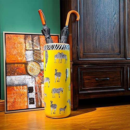 HOZUSO Umbrella Racks Porcelain Ceramic Umbrella Zebra Print Stand Umbrella Holder Modern Style Floor Vase for Storing Canes Walking Sticks for Entryway Indoor 24‘’High - Image 3