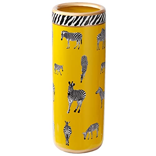 HOZUSO Umbrella Racks Porcelain Ceramic Umbrella Zebra Print Stand Umbrella Holder Modern Style Floor Vase for Storing Canes Walking Sticks for Entryway Indoor 24‘’High - Image 1