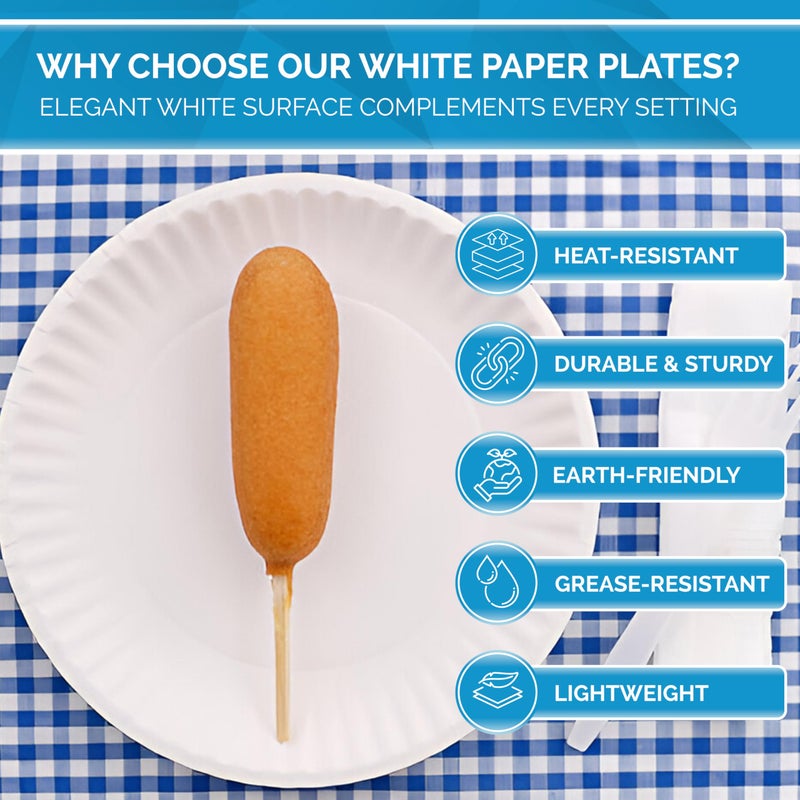 Perfectware - Kitchen essentials Paper Plate 6-300 6"" Paper Plate  White (300 Count/pack) - Image 2