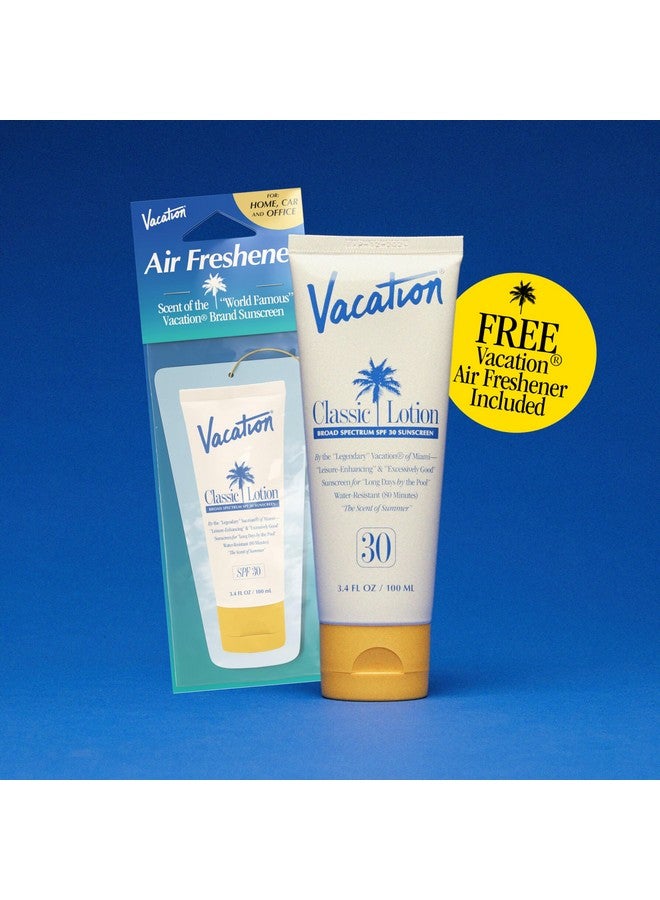 Vacation Classic Sunscreen Lotion SPF 30 + Air Freshener Bundle, Water Resistant Broad Spectrum Sunscreen Sun Block, Vegan Sun Tanning Lotion, Body Lotion with SPF, SPF 30 Sunscreen, 3.4 Fl. Oz. - Image 5