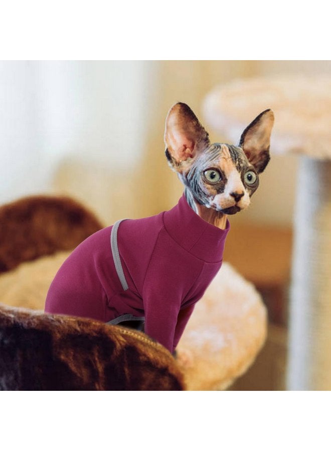 ROZKITCH ROZKITCH Hairless Cat Clothes, Breathable Soft Cat Sweaters for Cats Only, Cat Coat with Four Legs, Warm Cat PJS Cat T-Shirt Cat Pajamas Jumpsuit Vest Cornish Rex, Devon Rex, Peterbald DarkRed S - Image 5