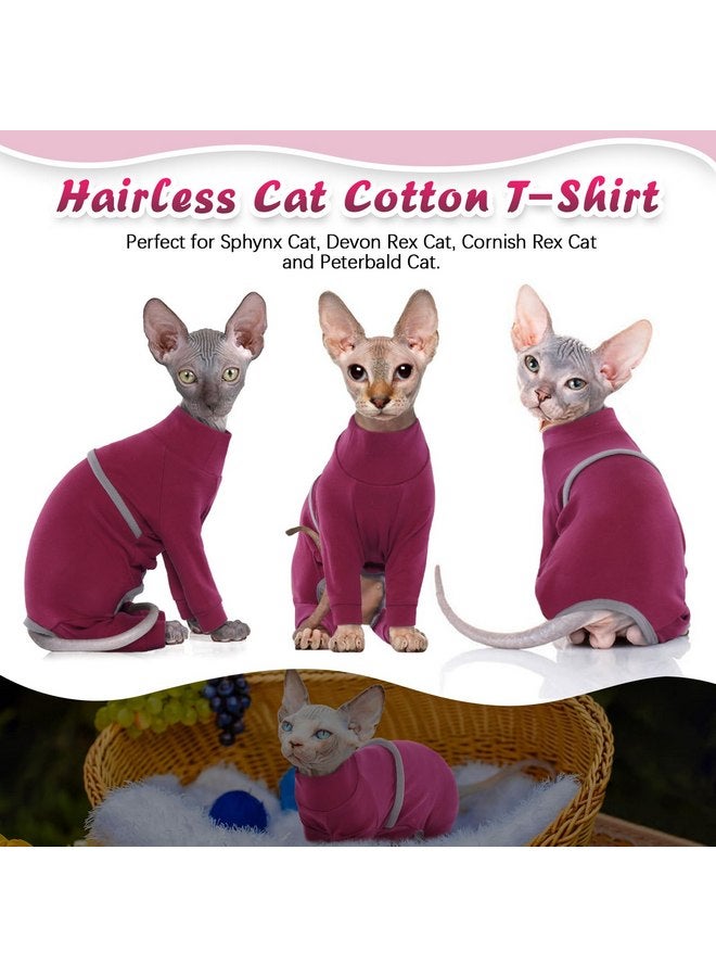 ROZKITCH ROZKITCH Hairless Cat Clothes, Breathable Soft Cat Sweaters for Cats Only, Cat Coat with Four Legs, Warm Cat PJS Cat T-Shirt Cat Pajamas Jumpsuit Vest Cornish Rex, Devon Rex, Peterbald DarkRed S - Image 3