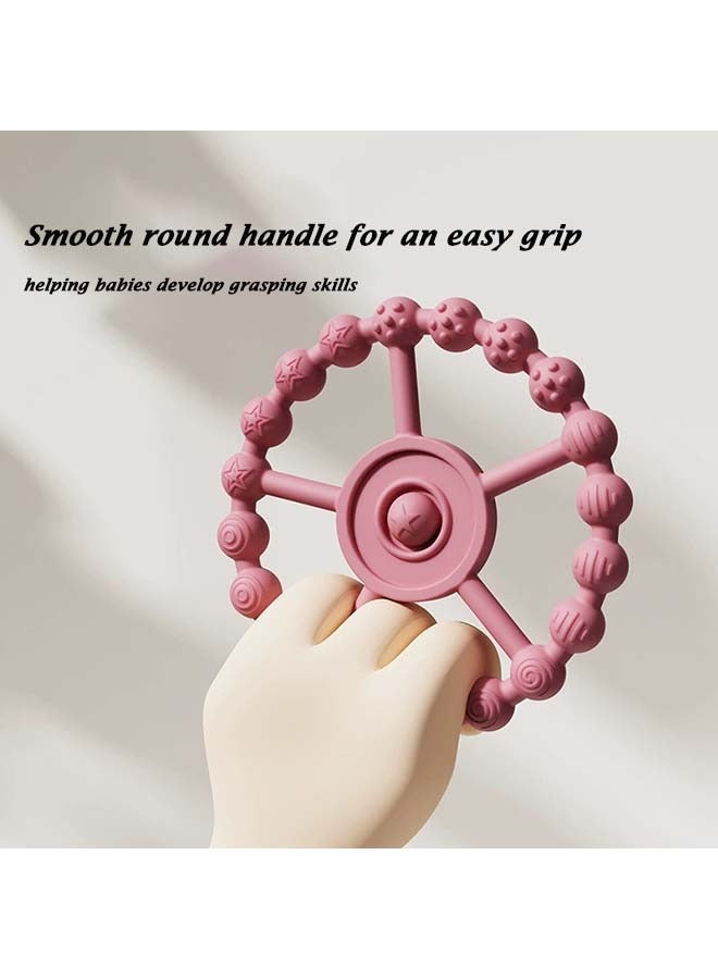 VIUAUAX 3 Pack Baby Teether Toy Chew Toy  Teething Relief Baby Toy,  Ring Teether Baby Infant Toys, Silicone Teething Ring Toys for Babies 0-6 Months, Baby Teethers 6-12 Months 12-24 Months, Easy to Grasp Toy, Baby Teething Relief,Purple Pink  White  - Image 2