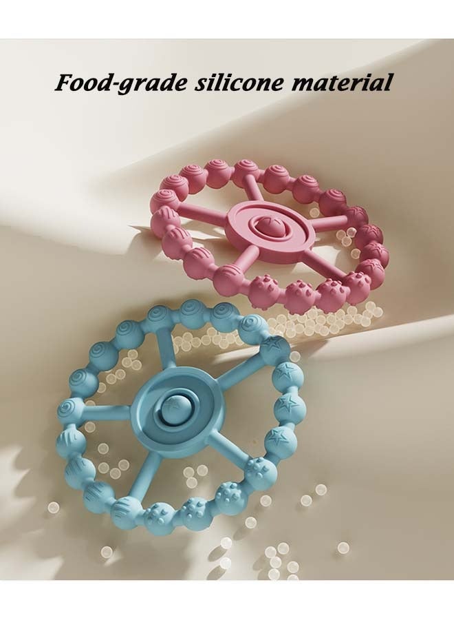 VIUAUAX 3 Pack Baby Teether Toy Chew Toy  Teething Relief Baby Toy,  Ring Teether Baby Infant Toys, Silicone Teething Ring Toys for Babies 0-6 Months, Baby Teethers 6-12 Months 12-24 Months, Easy to Grasp Toy, Baby Teething Relief,Purple Pink  White  - Image 5