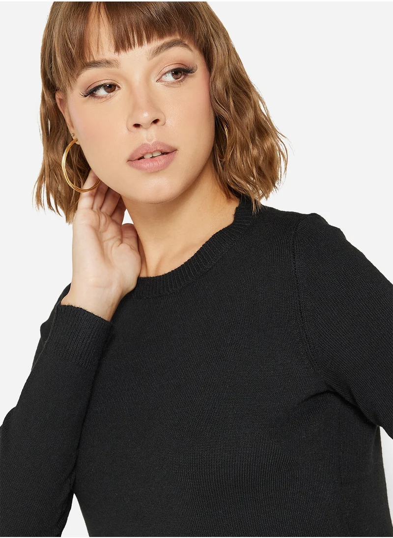 فيرو مودا Recycled Knit Long Sleeve Mini Dress