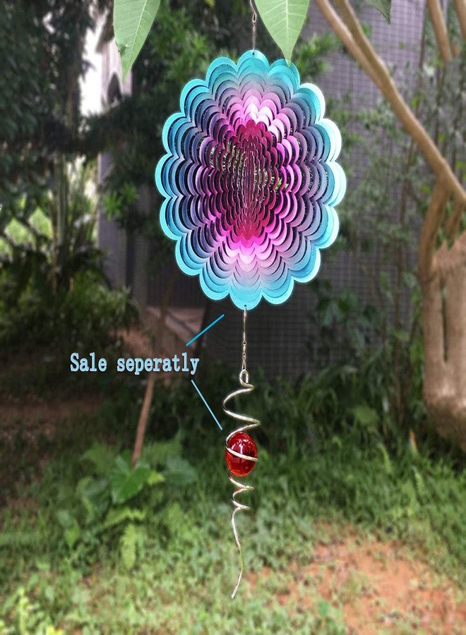 FONMY Wind Spinner Stainless Steel 3D Hanging Garden Decoration for Indoor Outdoor Blue-Pink Sunflower Metal Wind Spinners-12inch - Image 5